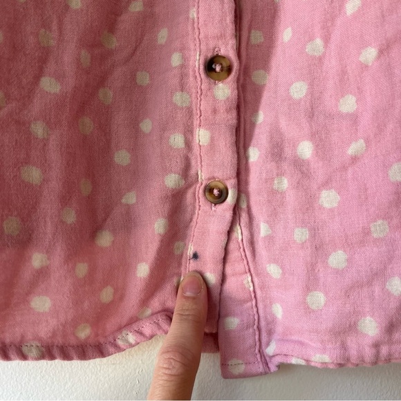 🌼 5/$25 Cat & Jack Girls Pink Polka Dot Button Down Top Flutter Sleeve 6/6X - Picture 2 of 10